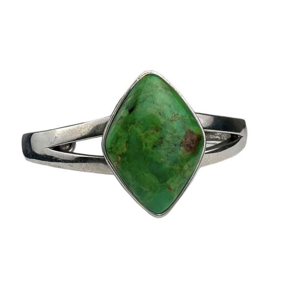 NK Thailand Sterling Silver Cuff Bracelet Green Turquoise Southwest Style - Picture 1 of 7
